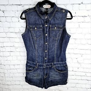 BOOM BOOM | denim sleeveless button up jean romper jumpsuit